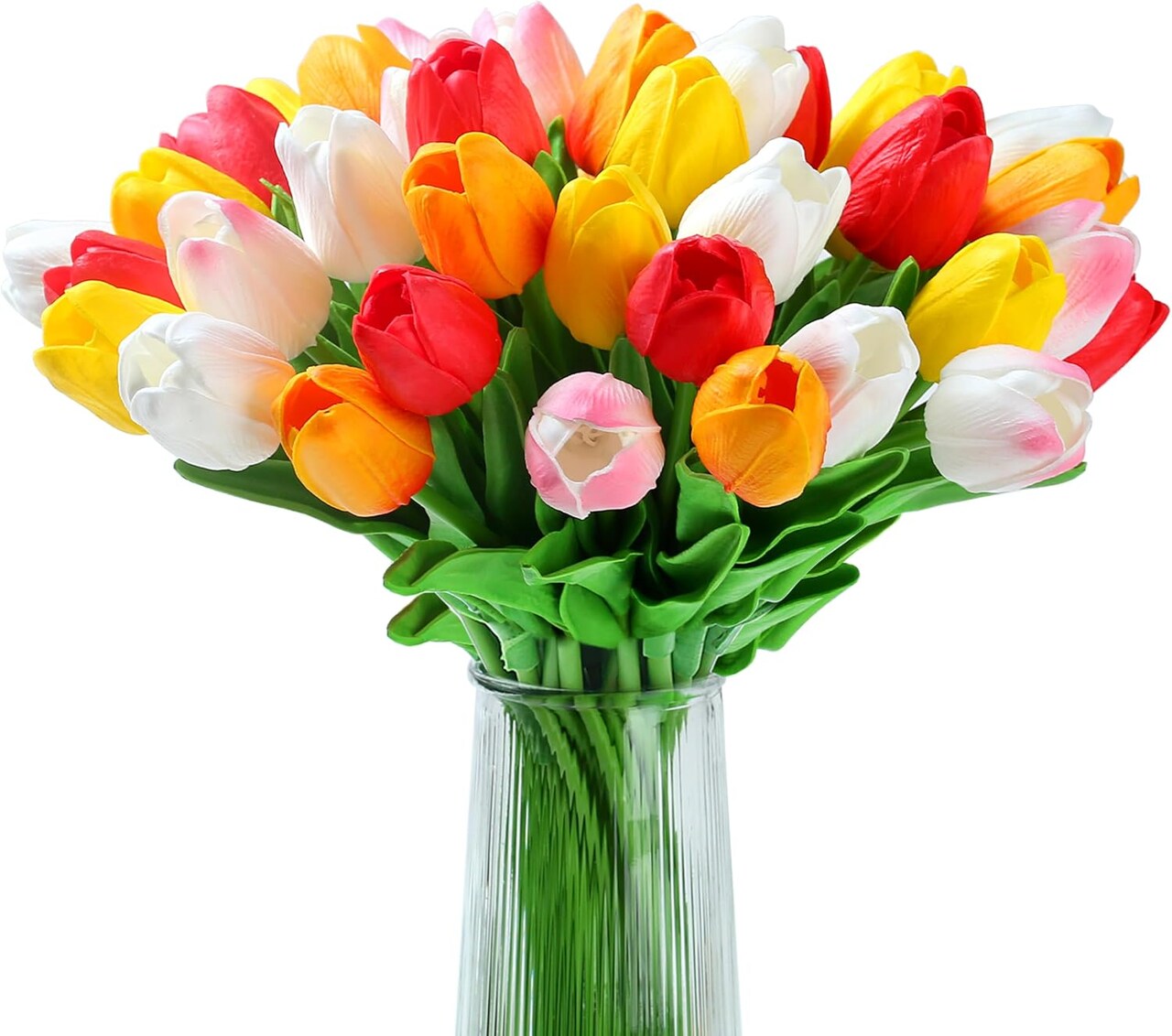 20 Pcs Real Touch Artificial Tulips – Silk Faux Flowers for Spring Home Decor, Weddings, Easter & Centerpieces (Colorful, 14")